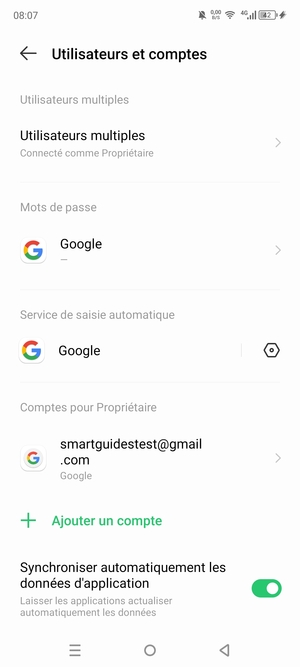 Sélectionnez votre compte Google