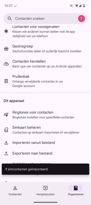 Uw contactpersonen worden opgeslagen naar uw Google-account en naar uw telefoon de volgende keer dat Google gesynchroniseerd wordt.