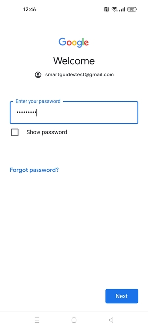 Enter your password and select Next