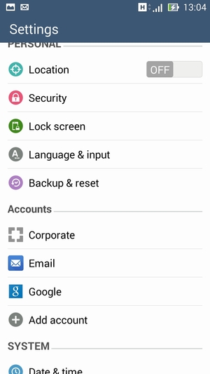 Return to the Settings menu and scroll to and select Google