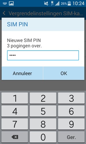Voer uw Nieuwe SIM PIN in en selecteer OK