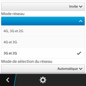 Sélectionnez 3G et 2G pour activer la 3G et 4G et 3G pour activer la 4G