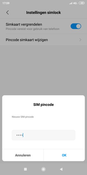 Voer uw Nieuwe SIM pincode in en selecteer OK