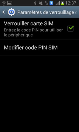 Sélectionnez Modifier code  PIN SIM