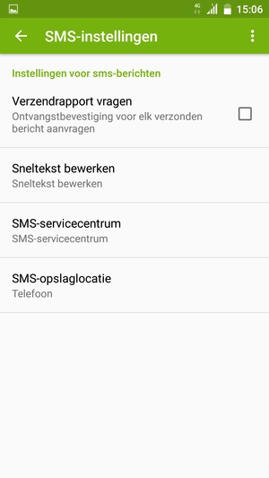 Scroll naar en selecteer SMS-servicecentrum