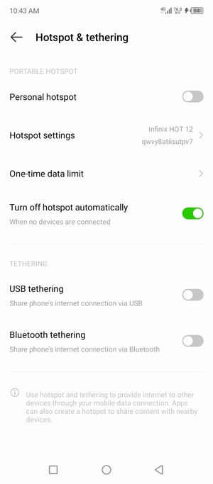 Select  Hotspot settings