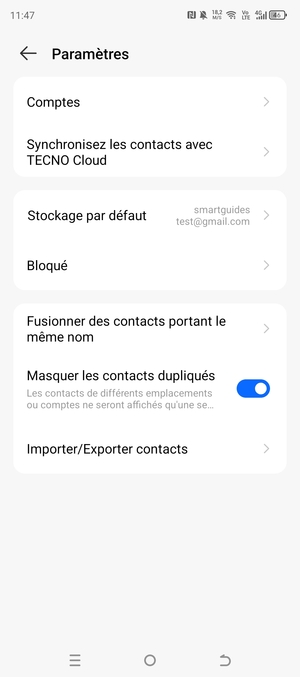 Sélectionnez Importer/Exporter contacts