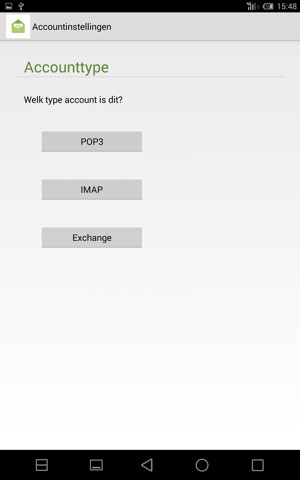 Selecteer POP3 of IMAP