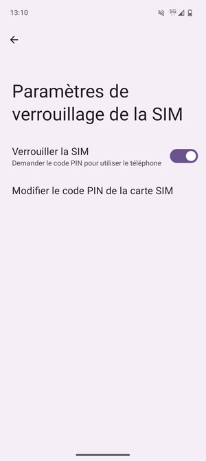 Sélectionnez Modifier le code PIN de la carte SIM