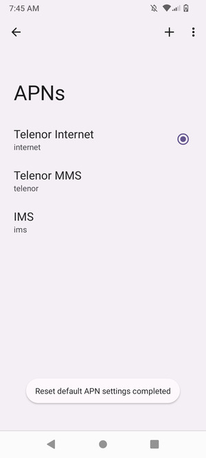 Your phone will reset to default Internet and MMS settings