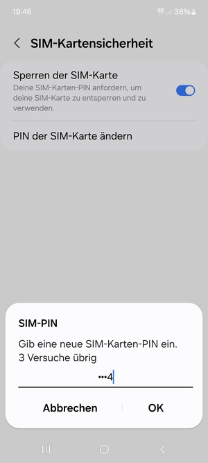 Geben Sie Ihre Neue SIM-Karten-PIN ein und wählen Sie OK