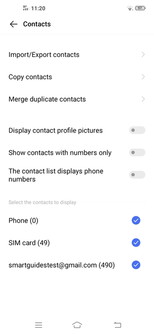 Select Copy contacts