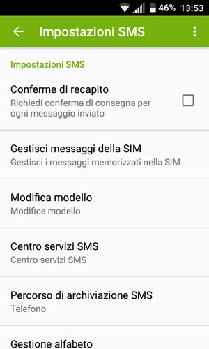 Seleziona Centro servizi SMS