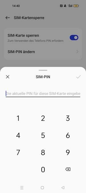 Geben Sie Aktuelle PIN für die SIM-Karte ein und wählen Sie OK