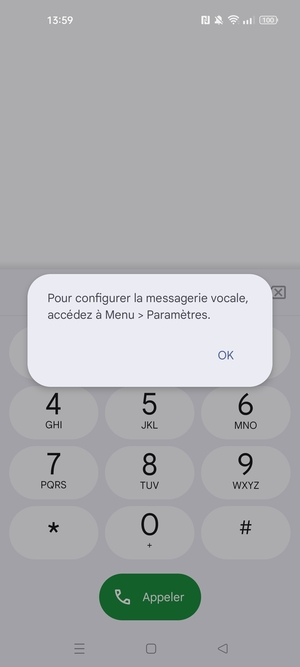 Si votre messagerie vocale n'est pas configurée, sélectionnez OK