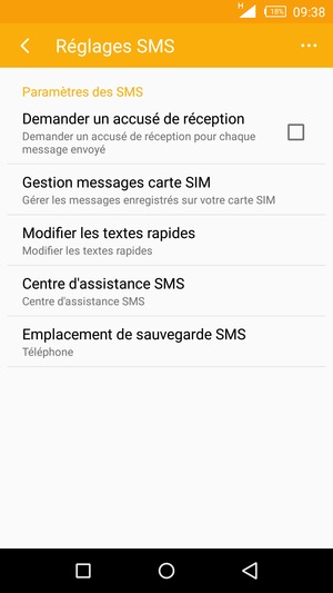Sélectionnez Centre d'assistance SMS
