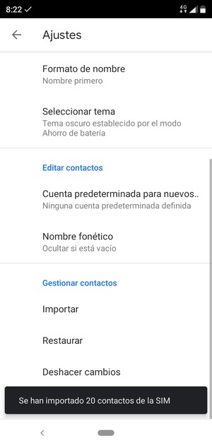 Sus contactos se guardarán en su cuenta de Google y se guardarán en su teléfono la próxima vez que Google sea sincronizado.