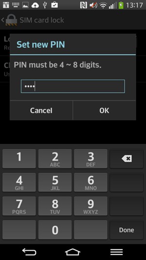 Enter your new SIM PIN and select OK