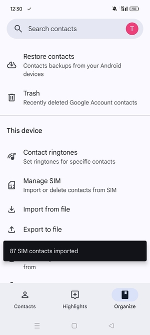 Your contacts will be saved to your Google account and saved to your phone the next time Google is synced.