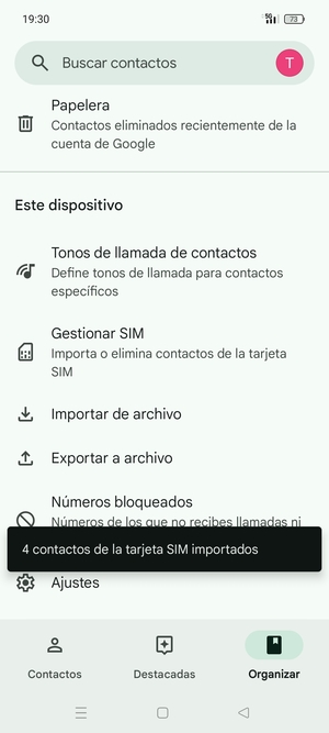 Sus contactos se guardarán en su cuenta de Google y se guardarán en su teléfono la próxima vez que Google sea sincronizado.