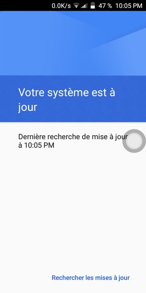 Si votre téléphone est à jour, vous verrez l'écran suivant