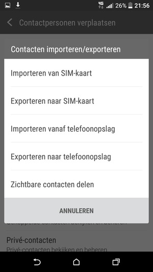 Selecteer Importeren van SIM-kaart