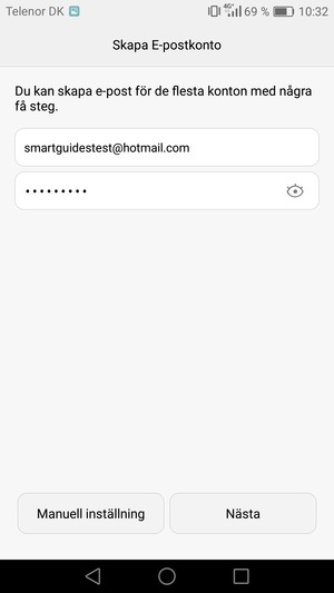 Ange din Gmail- eller Hotmail-adress och lösenord. Välj Nästa
