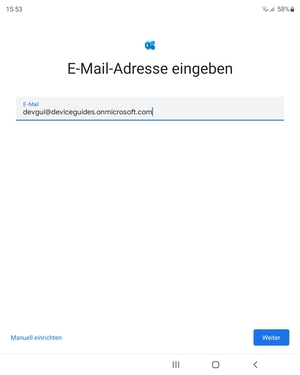 Geben Sie Ihre E-Mail-Adresse ein und wählen Sie Manuell einrichten