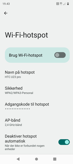 Vælg Adgangskode til hotspot