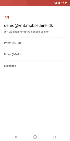 Wählen Sie Privat (POP3) oder Privat (IMAP)