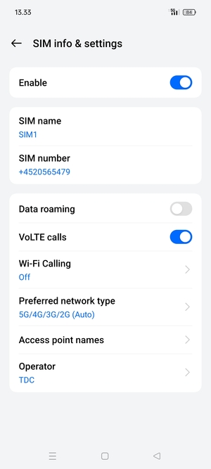 Select Preferred network type