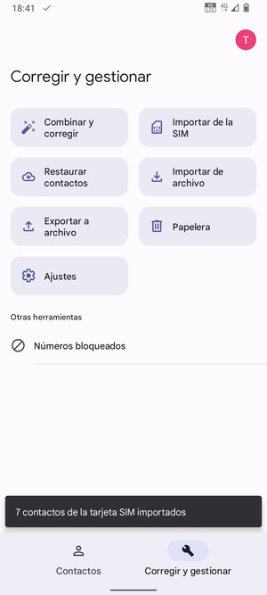 Sus contactos se guardarán en su cuenta de Google y se guardarán en su teléfono la próxima vez que Google sea sincronizado.