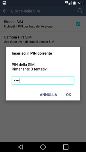 Inserisci PIN della SIM corrente e seleziona OK