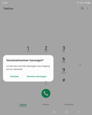 Als uw voicemail niet geïnstalleerd is, selecteert u Nummer toevoegen