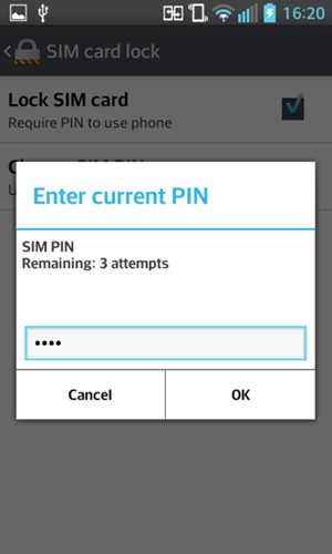 Enter your current SIM PIN and select OK
