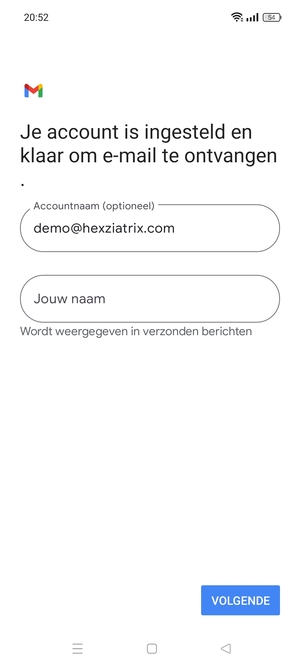 Geef uw account een naam en voer uw naam in. Selecteer VOLGENDE