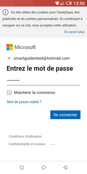 Saisissez votre mot de passe et sélectionnez Se connecter