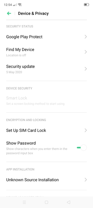 Scroll to and select Set Up SIM Card Lock