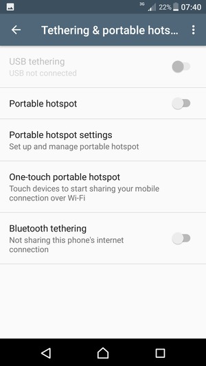 Select Portable hotspot settings