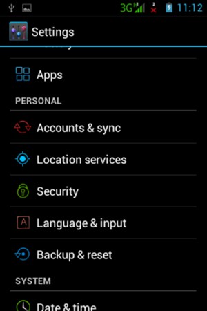 Return to the Settings menu and scroll to and select Accounts & sync