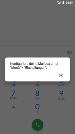 Falls Ihre Voicemail nicht eingerichtet ist, wählen Sie OK