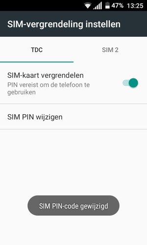 Uw SIM PIN-code is gewijzigd