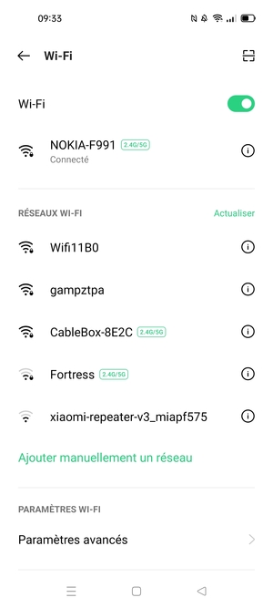 Vous êtes maintenant connecté au réseau Wi-Fi