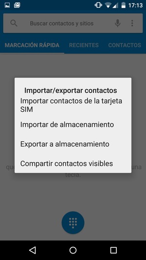 Seleccione Import contactos de la tarjeta SIM