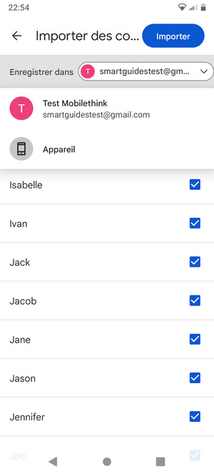 Sélectionnez votre compte Google