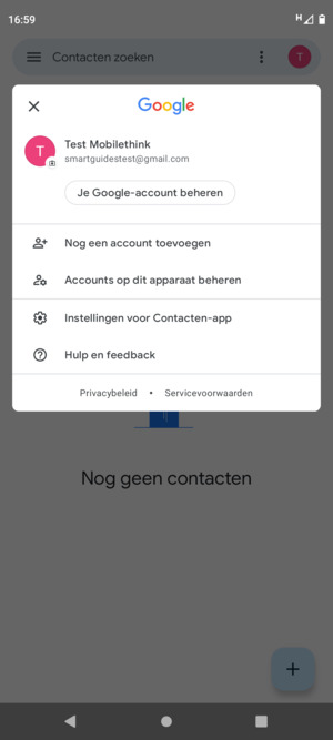 Selecteer Instellingen voor Contacten-app