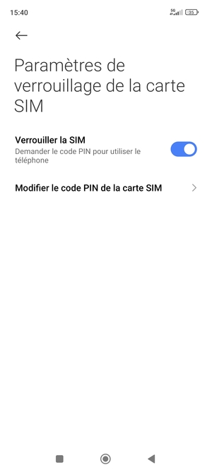 Sélectionnez Modifier le code PIN de la carte SIM