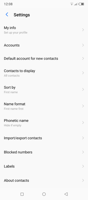 Scroll to and select Import/export contacts