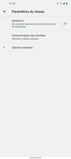 Pour changer de réseau en cas de problèmes de réseau, sélectionnez Options avancés