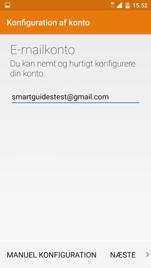 Indtast din Gmail eller Hotmail adresse og vælg NÆSTE